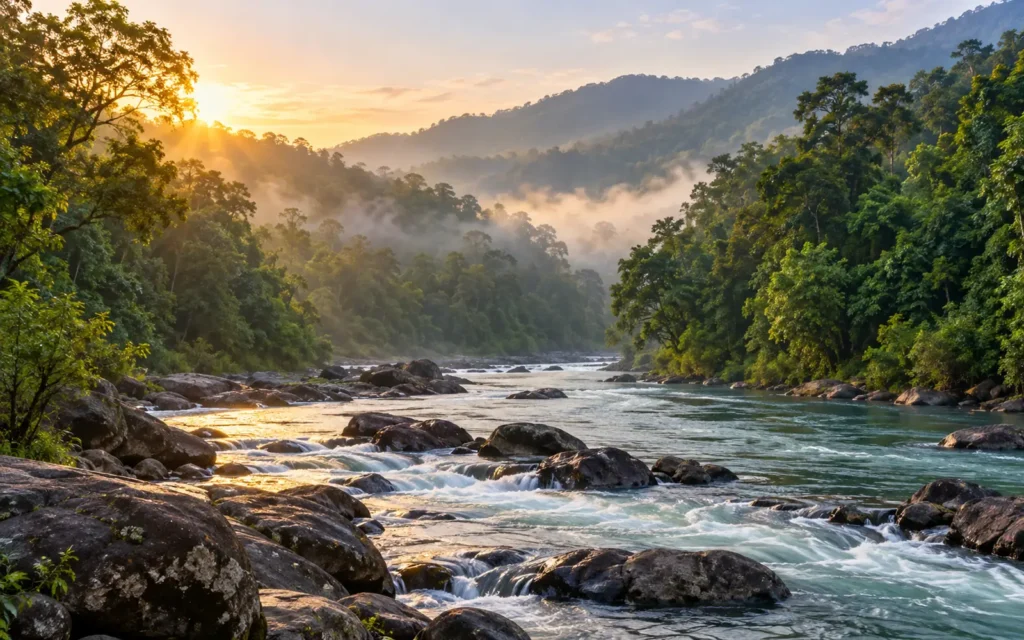Kali River flowing through the dense forest of Dandeli