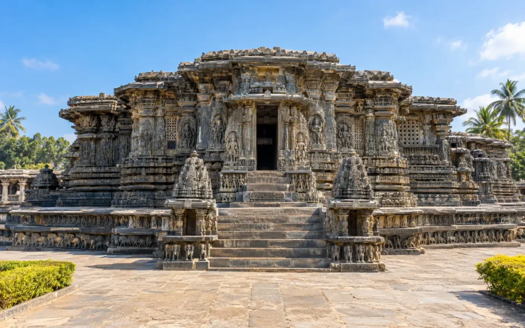 Carved Hoysaleswara Temple at Halebidu near Hassan