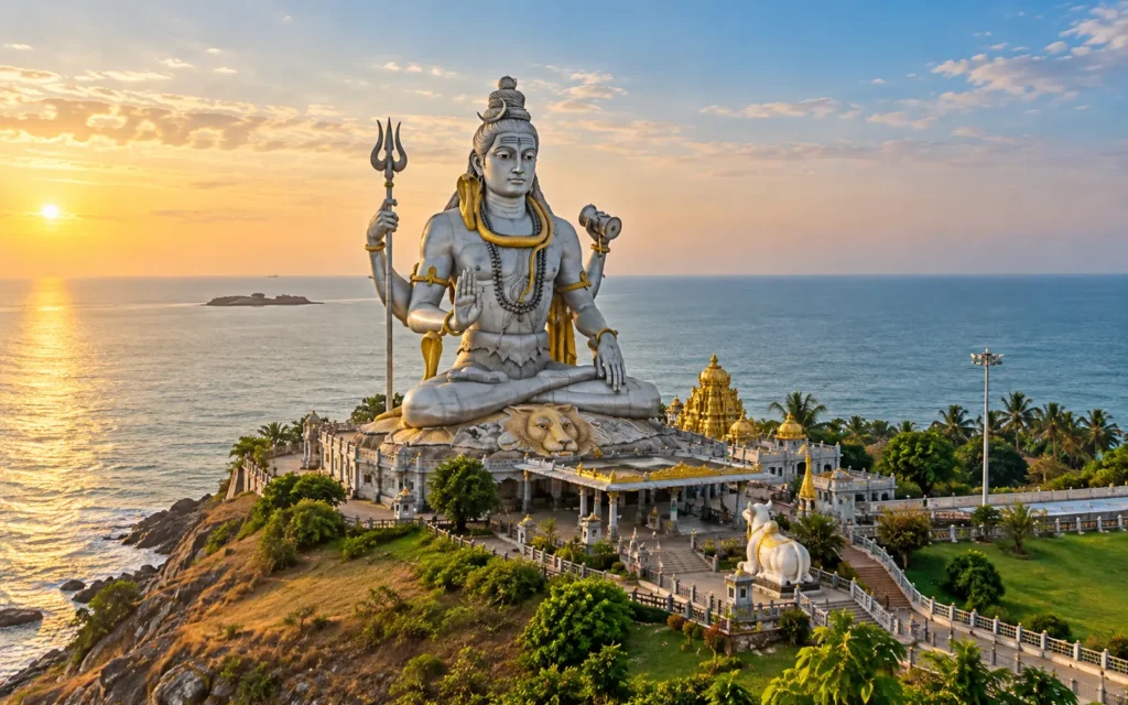 Towering Shiva statue beside the Arabian Sea at Murudeshwar