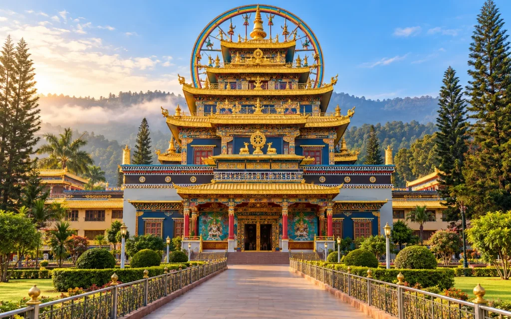 Golden Temple at Namdroling Monastery in Bylakuppe, part of our mysore coorg 3 days tour package