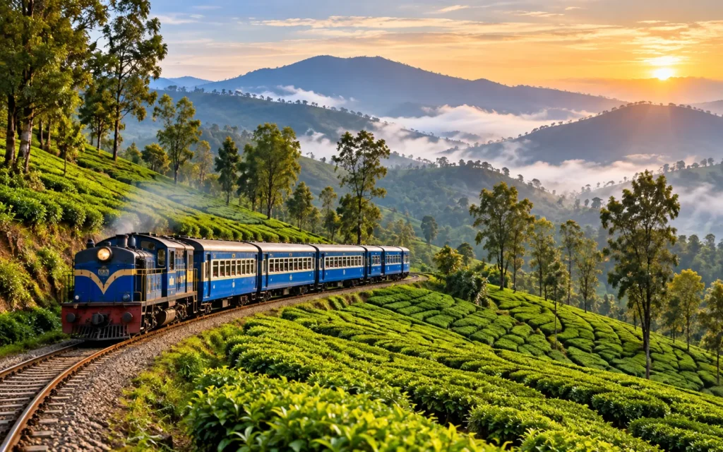 Nilgiri Mountain Railway through the tea estates on an Ooty and Coonoor tour, part of our ooty one day tour from coimbatore