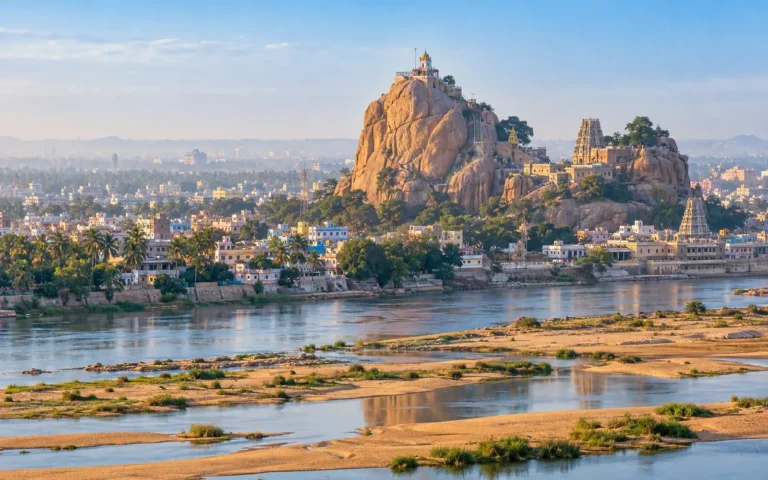 Rockfort and Ucchi Pillayar temple above the Cauvery in Trichy