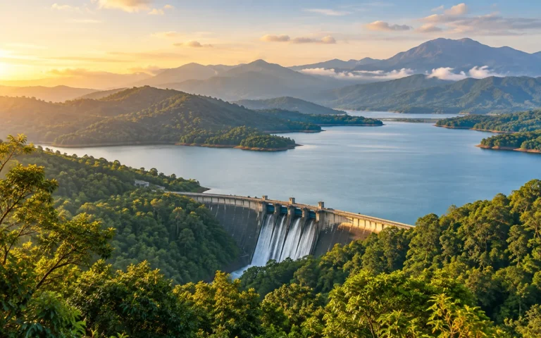 Upper Sholayar Dam amid the green Valparai hills, part of our valparai 2 days tour package