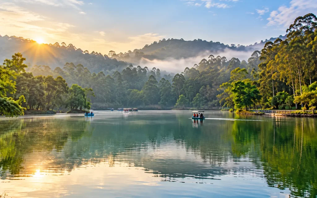 Emerald Lake surrounded by green hills in Yercaud, part of our yercaud 2 days tour package