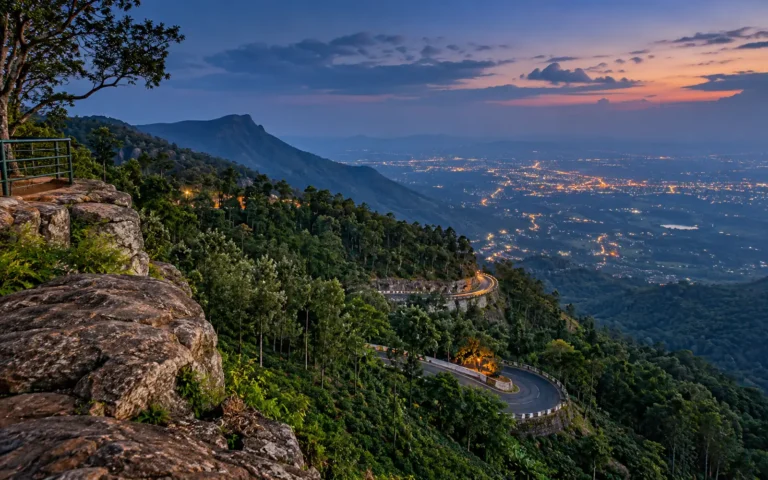 Ghat road hairpins and Salem plains from Lady's Seat in Yercaud